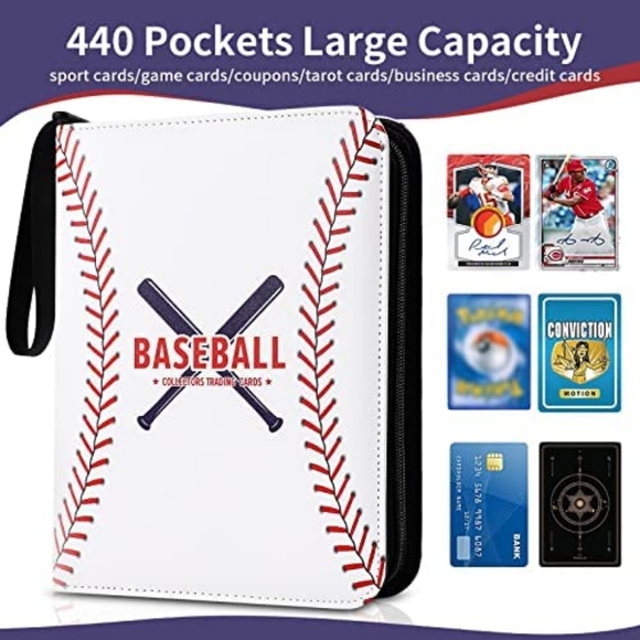 Baseball Card Binder, Trading Card Albums Sleeve Protectors, Card Storage Case - Picture 5 of 6